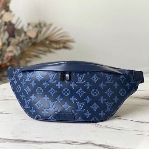 Louis Vuitton Mens Shoulder Bags Luxury Brand Fashion Type DISCOVERY BUMBAG M45729 with Original Box Navy Blue Monogram Shadow cowhide leather