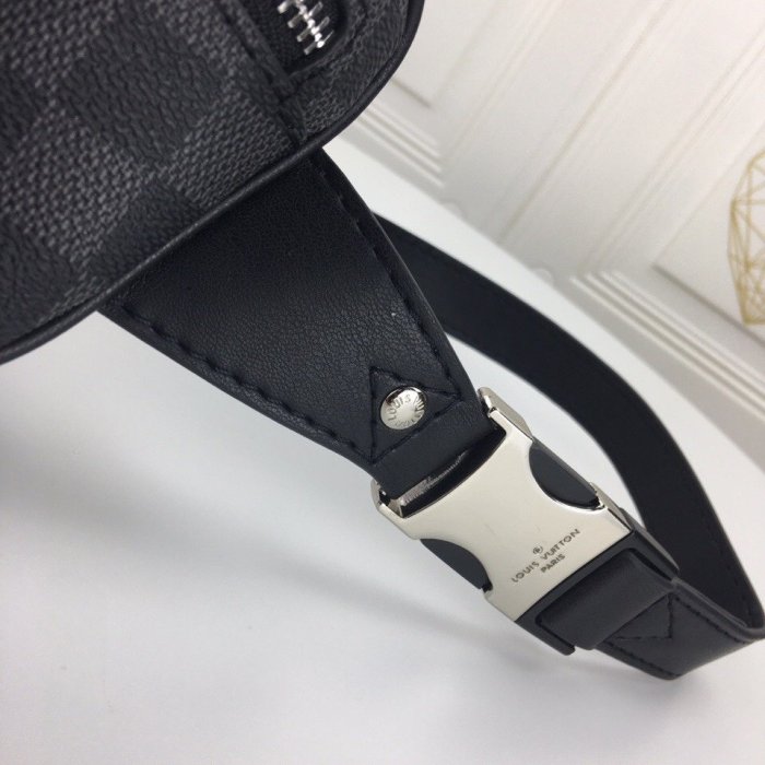 Louis Vuitton Mens Shoulder Bags Luxury Brand Fashion Type CAMPUS BUMBAG N40362 Damier Graphite coated canvas with Original Box