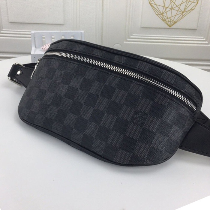 Louis Vuitton Mens Shoulder Bags Luxury Brand Fashion Type CAMPUS BUMBAG N40362 Damier Graphite coated canvas with Original Box