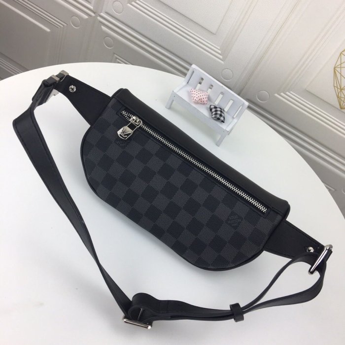 Louis Vuitton Mens Shoulder Bags Luxury Brand Fashion Type CAMPUS BUMBAG N40362 Damier Graphite coated canvas with Original Box