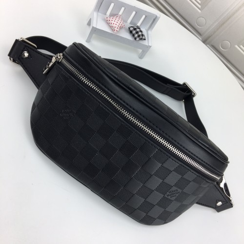 Louis Vuitton Mens Shoulder Bags Luxury Brand Fashion Type CAMPUS BUMBAG N40298 Damier Infini Onyx Silver cowhide leather with Original Box