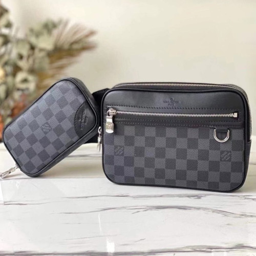 Louis Vuitton Mens Shoulder Bags Luxury Brand Fashion Type SCOTT MESSENGER N50018 Damier Graphite coated canvas with Original Box