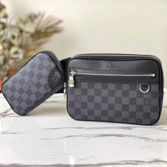 Louis Vuitton Mens Shoulder Bags Luxury Brand Fashion Type SCOTT MESSENGER N50018 Damier Graphite coated canvas with Original Box