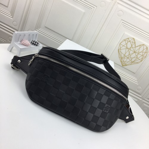 Louis Vuitton Mens Shoulder Bags Luxury Brand Fashion Type CAMPUS BUMBAG N40298 Damier Infini Onyx Silver cowhide leather with Original Box