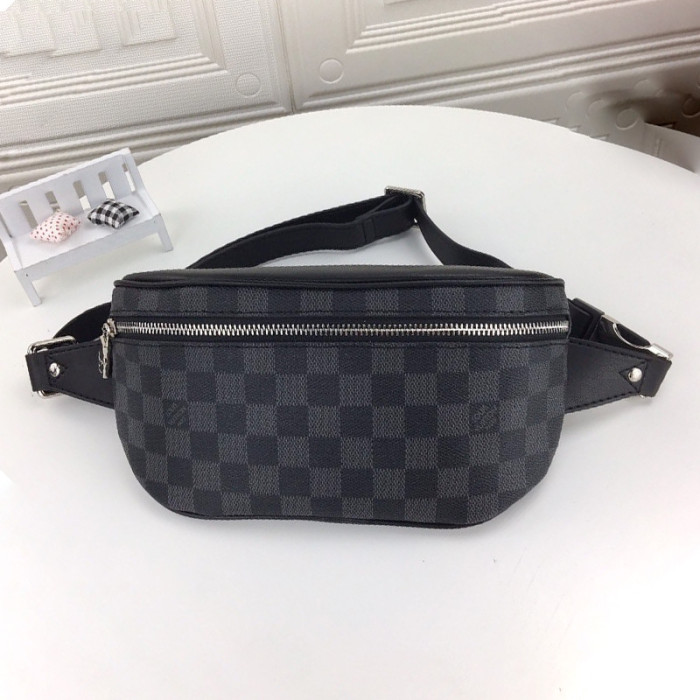 Louis Vuitton Mens Shoulder Bags Luxury Brand Fashion Type CAMPUS BUMBAG N40362 Damier Graphite coated canvas with Original Box