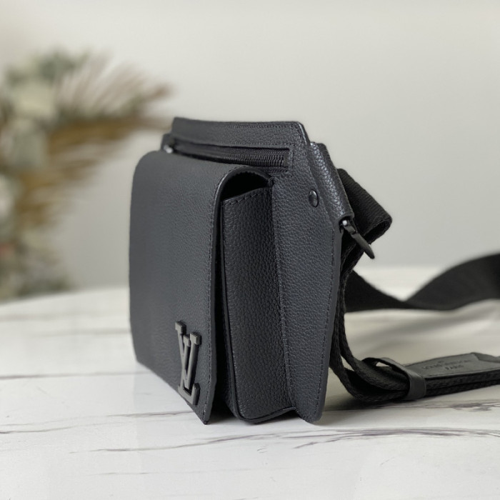 Louis Vuitton Mens Shoulder Bags Luxury Brand Fashion Type SLINGBAG M57081 Black grained calf leather with Original Box
