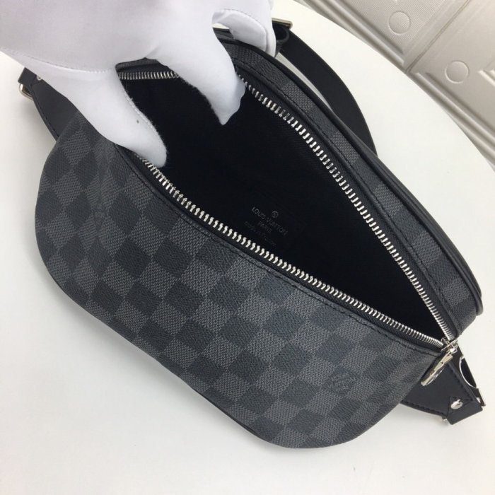 Louis Vuitton Mens Shoulder Bags Luxury Brand Fashion Type CAMPUS BUMBAG N40362 Damier Graphite coated canvas with Original Box