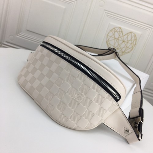 Louis Vuitton Mens Shoulder Bags Luxury Brand Fashion Type CAMPUS BUMBAG N40326 Damier Infini Antarctica Silver cowhide leather with Original Box