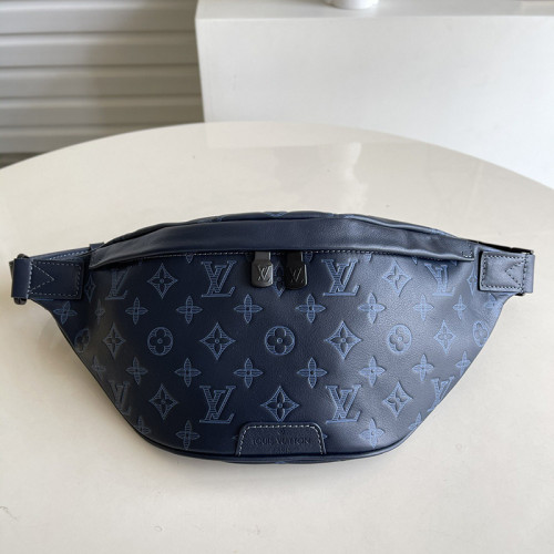 Louis Vuitton Mens Shoulder Bags Luxury Brand Fashion Type DISCOVERY BUMBAG M45729 with Original Box Navy Blue Monogram Shadow cowhide leather
