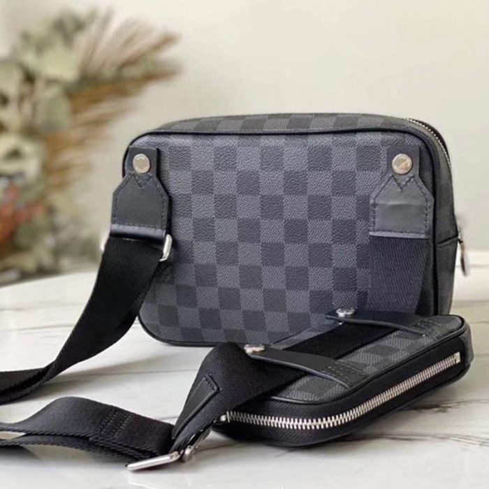 Louis Vuitton Mens Shoulder Bags Luxury Brand Fashion Type SCOTT MESSENGER N50018 Damier Graphite coated canvas with Original Box