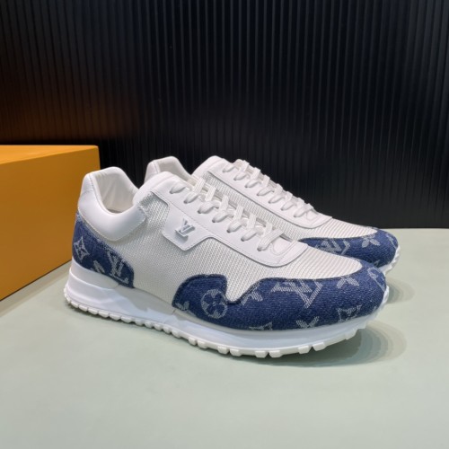 Louis Vuitton Men Shoes Sports RUN AWAY SNEAKER Running Design Luxury Brand with Original Box Blue Monogram denim and mesh 1A8JJA