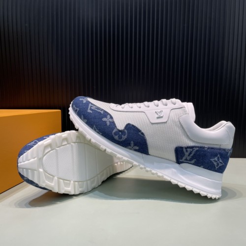 Louis Vuitton Men Shoes Sports RUN AWAY SNEAKER Running Design Luxury Brand with Original Box Blue Monogram denim and mesh 1A8JJA