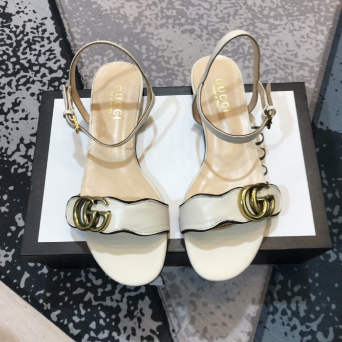 Gucci Womens Shoes Sandals Casual Design Luxury Brand Classic Leather thong sandal with Double G ‎with Original Box