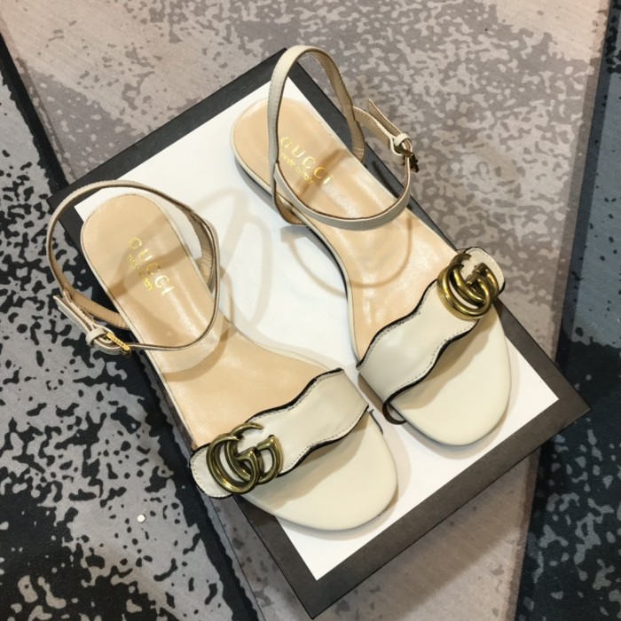 Gucci Womens Shoes Sandals Casual Design Luxury Brand Classic Leather thong sandal with Double G ‎with Original Box