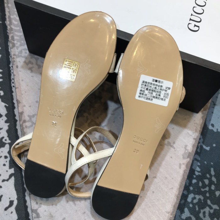 Gucci Womens Shoes Sandals Casual Design Luxury Brand Classic Leather thong sandal with Double G ‎with Original Box