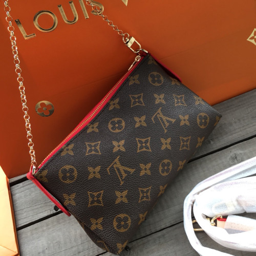 Louis Vuitton Womens Bags Shoulder Bag Luxury Brand LV PALLAS CLUTH Monogram Canvas M41638 with Original Box