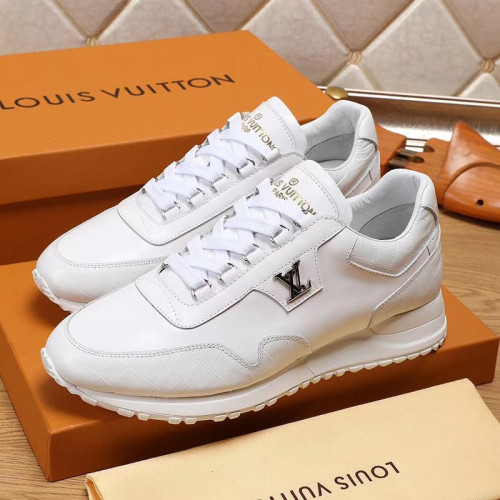 Louis Vuitton Men Shoes Sports RUN AWAY SNEAKER Running Design Luxury Brand with Original Box Alligator leather and calf leather White