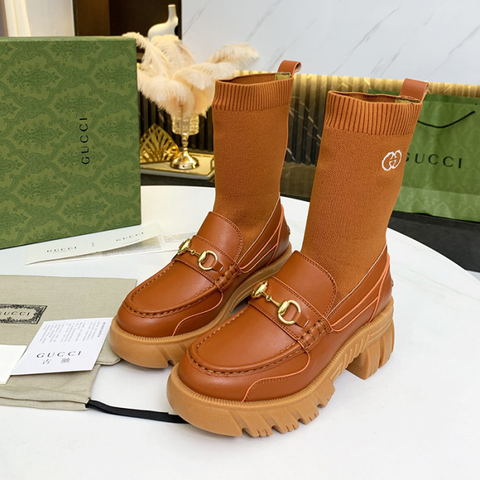Gucci Women Shoes Boots Luxury Brand Fashion Leather ankle boot with Sylvie Web