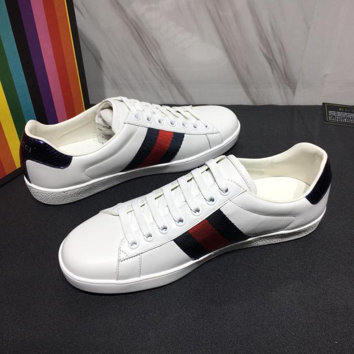 Gucci Men Shoes Sneakers Luxury Brand Men's Ace Leather Sneaker ‎386750 A3830 9071 with Original Box
