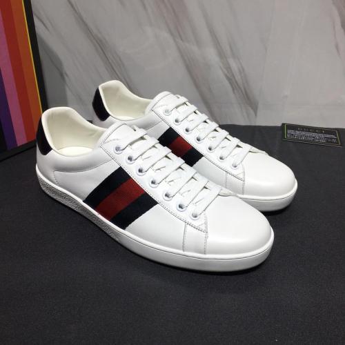 Gucci Men Shoes Sneakers Luxury Brand Men's Ace Leather Sneaker ‎386750 A3830 9071 with Original Box