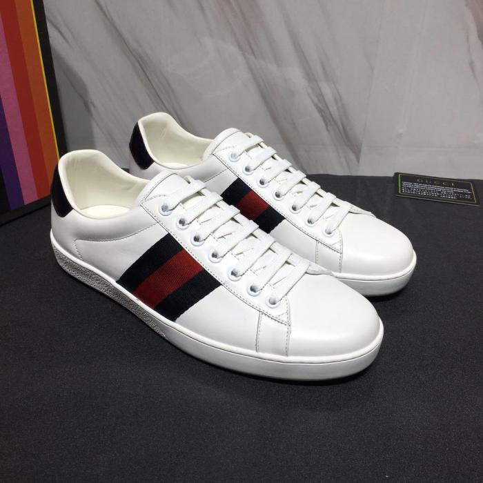 Gucci Men Shoes Sneakers Luxury Brand Men's Ace Leather Sneaker ‎386750 A3830 9071 with Original Box