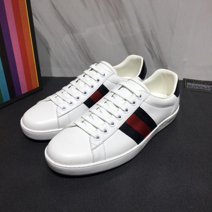 Gucci Men Shoes Sneakers Luxury Brand Men's Ace Leather Sneaker ‎386750 A3830 9071 with Original Box