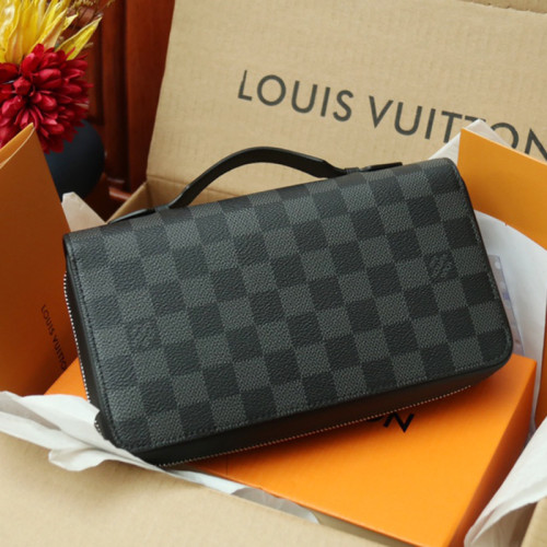 Louis Vuitton Mens Womens Bags Clutch Luxury Brand Fashion Type ZIPPY XL WALLET N41503 Damier Graphite Canvas with Original Box