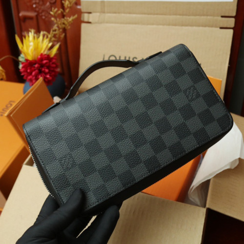 Louis Vuitton Mens Womens Bags Clutch Luxury Brand Fashion Type ZIPPY XL WALLET N41503 Damier Graphite Canvas with Original Box