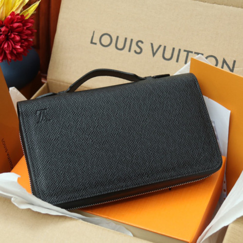 Louis Vuitton Mens Womens Bags Clutch Luxury Brand Fashion Type ZIPPY XL WALLET M44275 Black Taiga Leather with Original Box