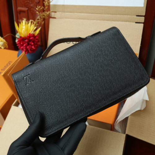 Louis Vuitton Mens Womens Bags Clutch Luxury Brand Fashion Type ZIPPY XL WALLET M44275 Black Taiga Leather with Original Box