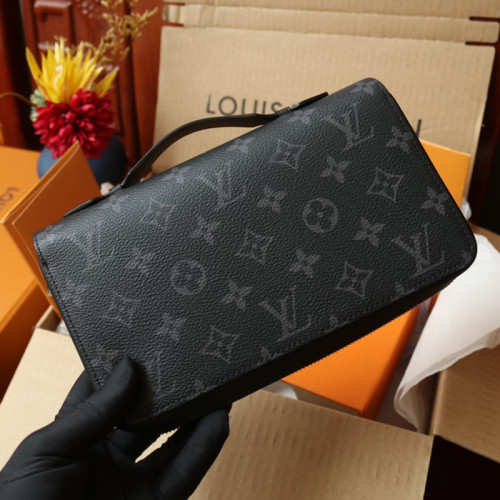 Louis Vuitton Mens Womens Bags Clutch Luxury Brand Fashion Type ZIPPY XL WALLET M61698 Monogram Eclipse Coated Canvas with Original Box