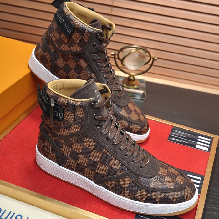 Louis Vuitton Men Shoes Sneakers Casual Luxury Brand RIVOLI SNEAKER BOOT with Original Box