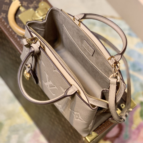 Louis Vuitton Womens Bag Shoulder Messenger Bags Luxury Brand Fashion PETIT PALAIS M58914 Tourterelle/Crème Embossed grained cowhide leather