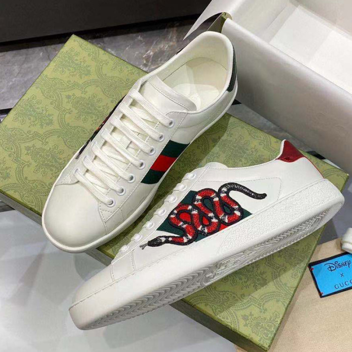 Gucci Men Shoes Sneakers Luxury Brand Men's Ace embroidered sneaker 456230 02JP0 9064 with Original Box