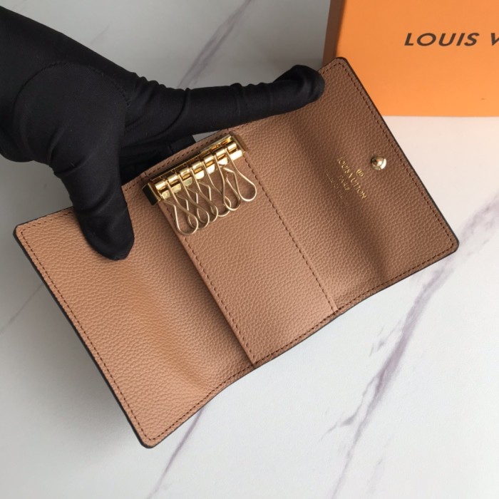 Louis Vuitton Womens Mens Bags Clutch Wallets Luxury Brand Fashion Type 6 KEY HOLDER Brown Embossed supple grained cowhide leather exterior with Original Box