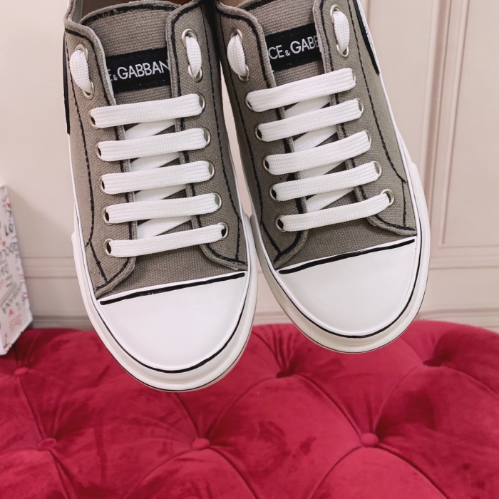 Dolce&Gabbana Womens Shoes Sneakers Fashion Type Luxury Brand Two-tone canvas Portofino Light Low-top sneakers with DG logo with Original Box