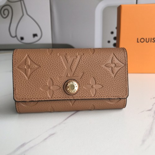 Louis Vuitton Womens Mens Bags Clutch Wallets Luxury Brand Fashion Type 6 KEY HOLDER Brown Embossed supple grained cowhide leather exterior with Original Box