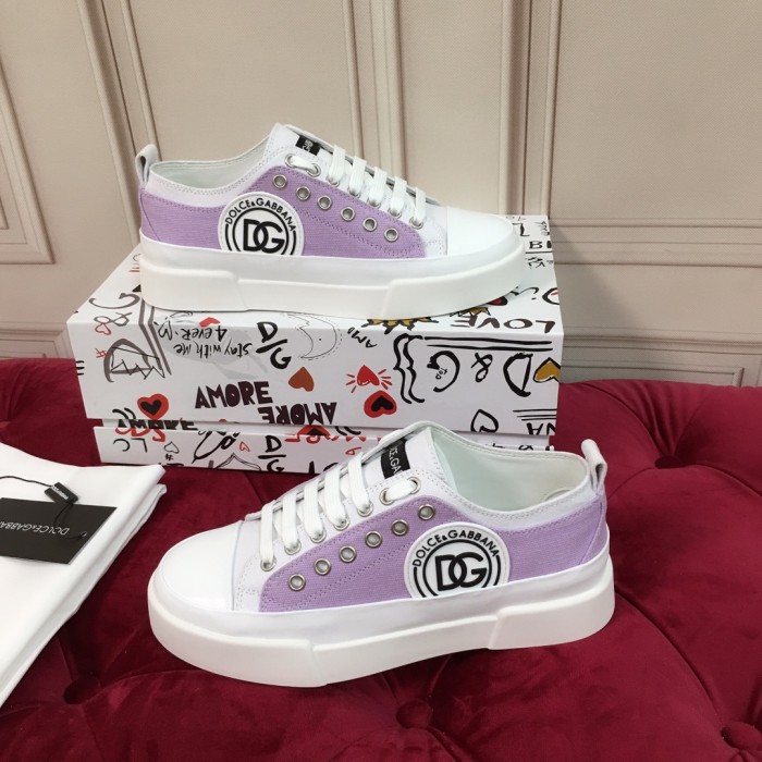 Dolce&Gabbana Womens Shoes Sneakers Fashion Type Luxury Brand Two-tone canvas Portofino Light Low-top sneakers with DG logo with Original Box
