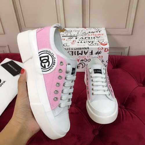 Dolce & Gabbana Mens Shoes Sneakers Rubber Sole Luxury Brand Two-tone canvas Portofino Light sneakers with DG logo Men Casual Shoes with Original Box