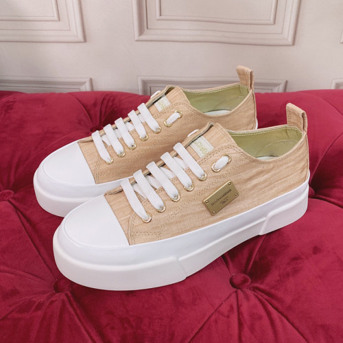 Dolce & Gabbana Mens Shoes Sneakers Rubber Sole Luxury Brand Two-tone canvas Portofino Light low-top sneakers with DG logo Men Casual Shoes with Original Box