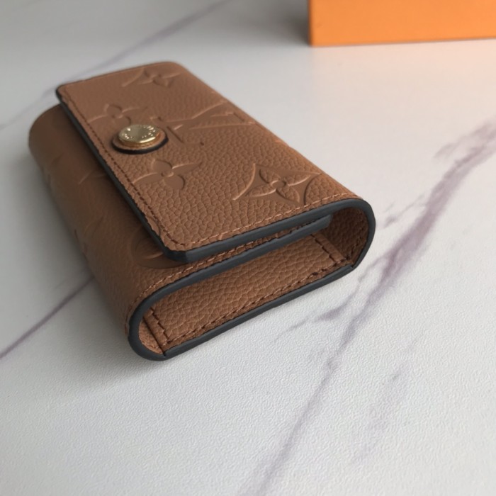 Louis Vuitton Womens Mens Bags Clutch Wallets Luxury Brand Fashion Type 6 KEY HOLDER Brown Embossed supple grained cowhide leather exterior with Original Box