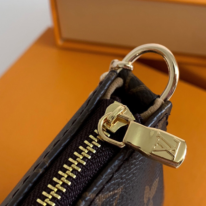 Louis Vuitton Womens Bags Clutch Wallets Luxury Brand Fashion Type Messenger Bags MINI POCHETTE ACCESSOIRES M58009 Monogram coated canvas with Original Box