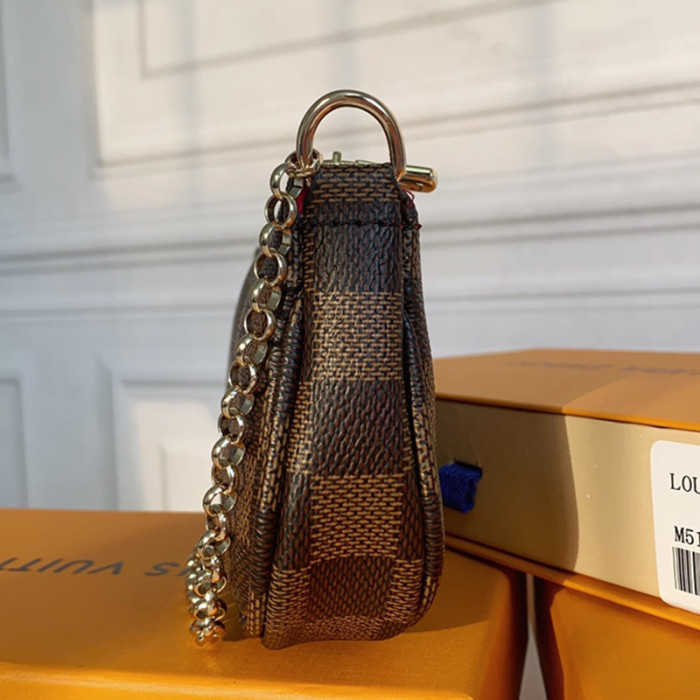 Louis Vuitton Womens Bags Clutch Wallets Luxury Brand Fashion Type Messenger Bags MINI POCHETTE ACCESSOIRES N58009 Damier Ebene coated canvas