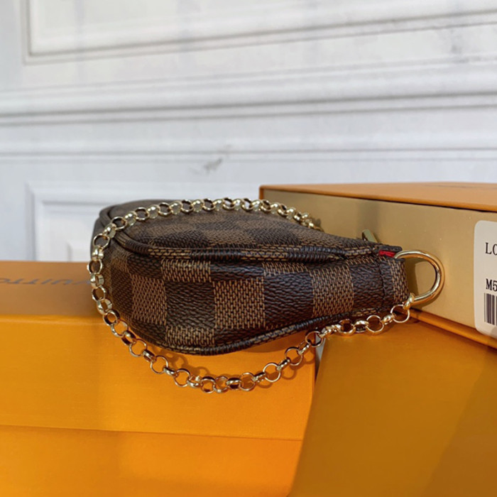 Louis Vuitton Womens Bags Clutch Wallets Luxury Brand Fashion Type Messenger Bags MINI POCHETTE ACCESSOIRES N58009 Damier Ebene coated canvas