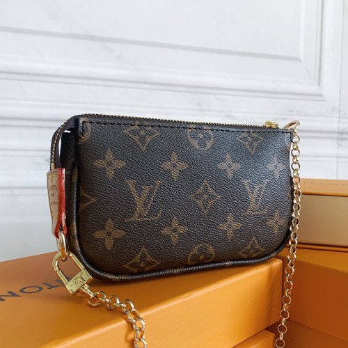 Louis Vuitton Womens Bags Clutch Wallets Luxury Brand Fashion Type Messenger Bags MINI POCHETTE ACCESSOIRES M58009 Monogram coated canvas with Original Box