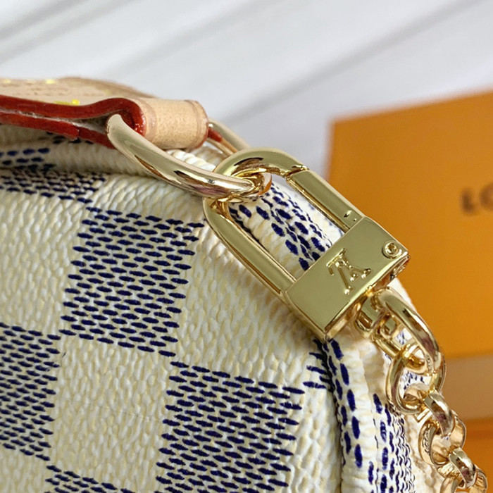 Louis Vuitton Womens Bags Clutch Wallets Luxury Brand Fashion Type Messenger Bags MINI POCHETTE ACCESSOIRES N58010 Damier Azur coated canvas