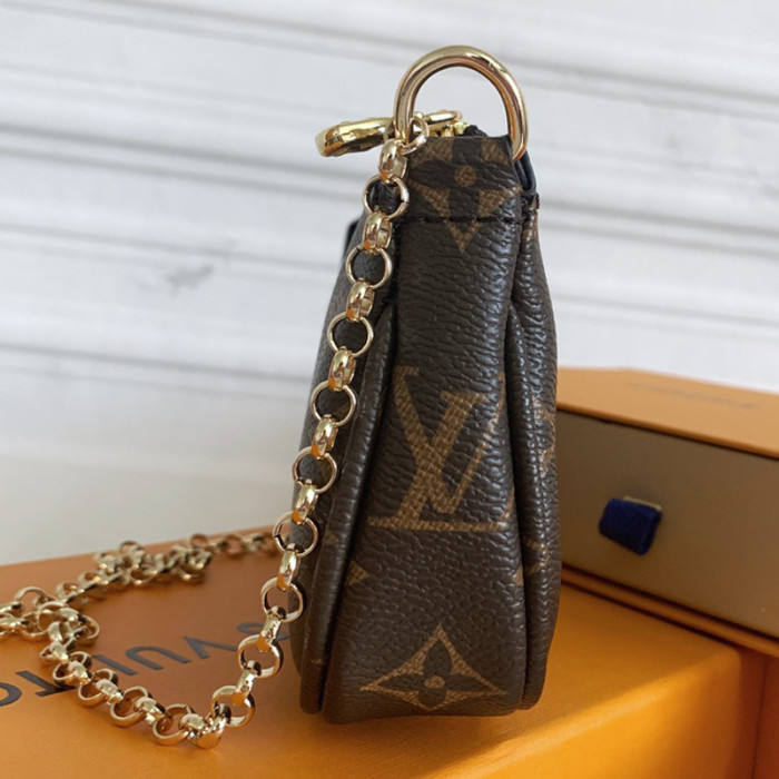 Louis Vuitton Womens Bags Clutch Wallets Luxury Brand Fashion Type Messenger Bags MINI POCHETTE ACCESSOIRES M58009 Monogram coated canvas with Original Box