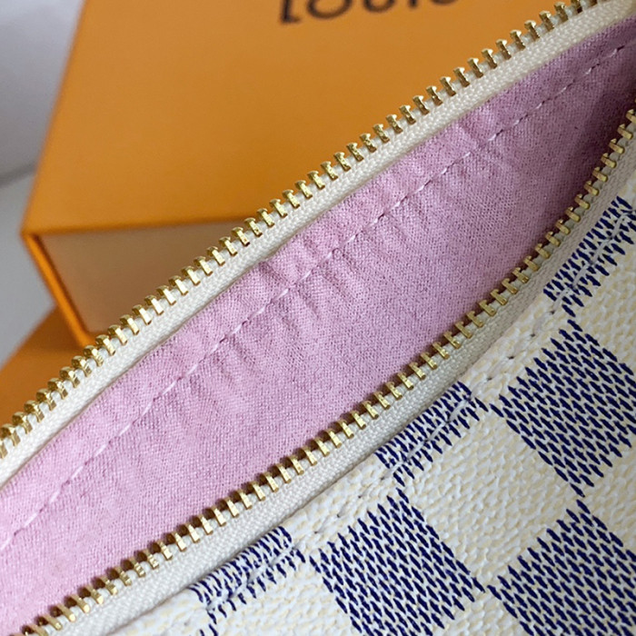 Louis Vuitton Womens Bags Clutch Wallets Luxury Brand Fashion Type Messenger Bags MINI POCHETTE ACCESSOIRES N58010 Damier Azur coated canvas