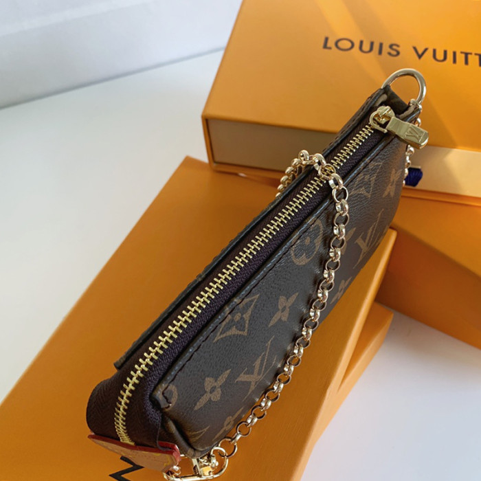 Louis Vuitton Womens Bags Clutch Wallets Luxury Brand Fashion Type Messenger Bags MINI POCHETTE ACCESSOIRES M58009 Monogram coated canvas with Original Box