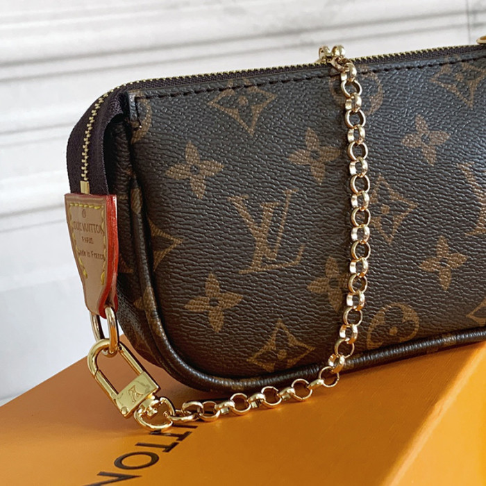 Louis Vuitton Womens Bags Clutch Wallets Luxury Brand Fashion Type Messenger Bags MINI POCHETTE ACCESSOIRES M58009 Monogram coated canvas with Original Box